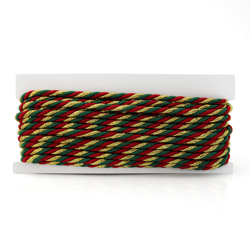 SAN FRANCISCO MEDIUM CORD 5mm RED/GREEN/GOLD 10m / CORDÓN MEDIO SÃO FRANCISCO 5mm ROJO/VERDE/ORO 10m