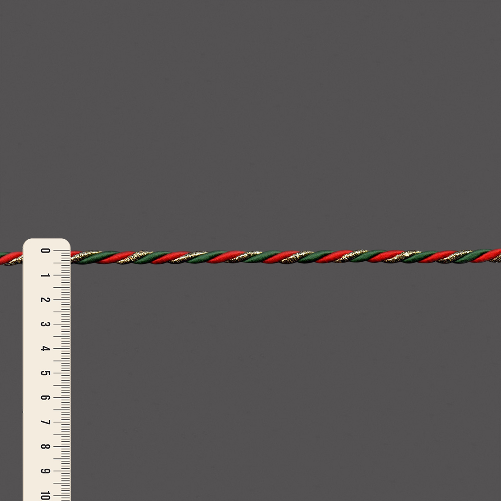 SAN FRANCISCO MEDIUM CORD 5mm RED/GREEN/GOLD 10m / CORDÓN MEDIO SÃO FRANCISCO 5mm ROJO/VERDE/ORO 10m