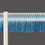 FRINGE ELASTIC ZIG ZAG 8,8cm CHAMPAGNE/PETROLEUM BLUE/TURQUOISE/LIGHT BLUE 10m