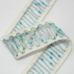 BALL LADDER LACE 4cm CHAMPAGNE/POOL BLUE/PINK 30m