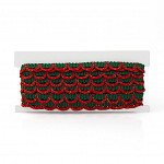 BIG EYELET LACE 1,6cm RED/GREEN/GOLD 10m / ENCAJE DE OJAL GRANDE 1,6cm ROJO/VERDE/ORO 10m