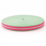 CROCHET ELASTIC 2,6cm BABY GREEN/NEON PINK/RAW 25m / ELÁSTICO CROCHET 2,6cm VERDE BEBÉ/ROSA NEÓN/CRUDO 25m