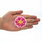 CROCHET FLOWER APPLIQUE 5,5cm BABY YELLOW/PINK 50un / APLIQUE FLOR CROCHET 5,5cm AMARILLO BEBÉ/ROSA 50un