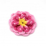 CROCHET FLOWER APPLIQUE 5,5cm BABY YELLOW/PINK 50un / APLIQUE FLOR CROCHET 5,5cm AMARILLO BEBÉ/ROSA 50un