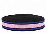 ELASTIC PLEATED STRIPED 4,8cm BLACK/ROYAL BLUE/PURPLE/PINK 25m / ELÁSTICO PLISADO RAYADO 4,8cm NEGRO/AZUL REAL/MORADO/ROSA 25m