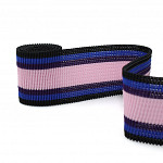 ELASTIC PLEATED STRIPED 4,8cm BLACK/ROYAL BLUE/PURPLE/PINK 25m / ELÁSTICO PLISADO RAYADO 4,8cm NEGRO/AZUL REAL/MORADO/ROSA 25m