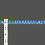 ELÁSTICO SIANINHA LISTRADO 1,8cm AZUL/VERDE/BRANCO / SCROLL GIMP STRIPED ELASTIC 1,8cm BLUE/GREEN/WHITE 20m / ELÁSTICO ZIG ZAG RAYADO 1,8cm AZUL/VERDE/BLANCO 20m