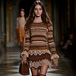 ENCAJE CROCHET CISSA 4,6 cm MARRÓN/COÑAC/NARANJA OSCURO/BEIGE 30m