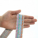 ETHNIC RIGID RIBBON 3,4cm CHAMPAGNE/LAVENDER/POOL BLUE/SKY BLUE/SALMON 20m