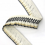 ETHNIC RUFFLE ELASTIC 2,5cm CHAMPAGNE/BLACK/LIGHT GOLD 25m