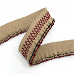 ETHNIC RUFFLE ELASTIC 2,5cm DARK SAND/WINE/BLACK 25m