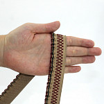 ETHNIC RUFFLE ELASTIC 2,5cm DARK SAND/WINE/BLACK 25m