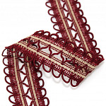 EYELET ZIG ZAG LACE 3,8cm WINE/BEIGE 30m