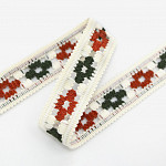 FLOWER CROCHET LACE 2,4cm CHAMPAGNE/COGNAC/GREEN 30m