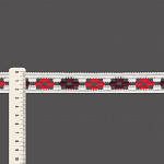 FLOWER CROCHET LACE 2,4cm CHAMPAGNE/RED APPLE/WINE 30m