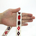 FLOWER CROCHET LACE 2,4cm CHAMPAGNE/RED APPLE/WINE 30m