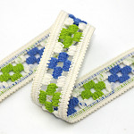 FLOWER CROCHET LACE 3,1cm CHAMPAGNE/GREEN/BLUE 30m / ENCAJE CROCHET FLOR 3,1cm CHAMPÁN/VERDE/AZUL 30m