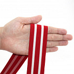 IMBUIA STRIPED ELASTIC 4,1cm RED/CHAMPAGNE 25m