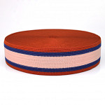 IMBUIA STRIPED ELASTIC 5cm COGNAC/BLUE/FOG 25m