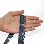 LACE CROCHET FLOWER 2,7cm GRAY/BLUE 30m / ENCAJE CROCHET FLOR 2,7cm GRIS/AZUL 30m