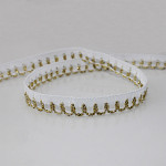LACE PICOT LAME 1cm WHITE/GOLD 10m