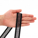 LADDER LACE CHECKED 2,7cm BLACK/SILVER 50m / ENCAJE VAINILLA CUADRICULADO 2,7cm NEGRO/PLATA 50m