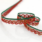 MANUALIDADES LACE 9mm RED/GREEN/GOLD 10m / ENCAJE MANUALIDADES 9mm ROJO/VERDE/ORO 10m