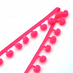 PASSAMANARIA POMPOM 2,5cm ROSA NEON / POM POM BALL PASSEMENTERIE 2,5cm NEON PINK 50m / PASAMANERÍA POMPÓN 2,5cm ROSA NEÓN 50m