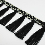 PENDANT FRINGE MACRAMÊ 7,3cm BLACK/RAW 10m / COLGANTE DE FLECO MACRAMÉ 7,3cm NEGRO/CRUDO 10m