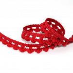 POM POM BALL LACE 1,2cm RED 10m / ENCAJE POMPÓN 1,2cm ROJO 10m