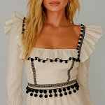 POM POM LADDER LACE 2,4cm BLACK 30m