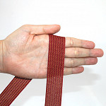 RIGID STRIPED RIBBON 2,5cm  WINE/WINE/MUSTARD 20m
