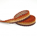 RUBY ZIG ZAG RIGID RIBBON 1,3cm BROWN/BEIGE/MUSTARD/COGNAC/SILVER 50m