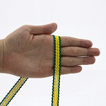 RUBY ZIG ZAG RIGID RIBBON 1,3cm GREEN/YELLOW/SILVER 50m