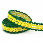 RUBY ZIG ZAG RIGID RIBBON 1,3cm GREEN/YELLOW/SILVER 50m