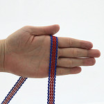 RUBY ZIG ZAG RIGID RIBBON 1,3cm ROYAL BLUE/RED/SILVER 50m