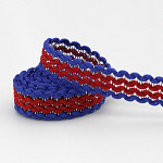 RUBY ZIG ZAG RIGID RIBBON 1,3cm ROYAL BLUE/RED/SILVER 50m