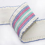 RUFFLE ELASTIC 6,9cm CHAMPAGNE/BLUE/PINK/POOL BLUE 25m