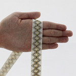 SAFARI ZIG ZAG RIGID RIBBON 2,1cm CHAMPAGNE/DARK SAND/MOSS GREEN/BEIGE 20m