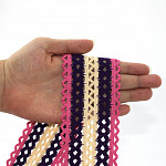 SCROLL GIMP STRIPED ELASTIC 6,3cm PINK/PURPLE/PEACH 25m / ELÁSTICO ZIG ZAG RAYADO 6,3cm ROSA/MORADO/MELOCOTÓN 25m