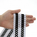 SCROLL GIMP STRIPED ELASTIC 6,3cm WHITE/BLACK 25m / ELÁSTICO ZIG ZAG RAYADO 6,3cm BLANCO/NEGRO 25m