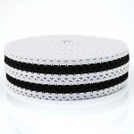 SCROLL GIMP STRIPED ELASTIC 6,3cm WHITE/BLACK 25m / ELÁSTICO ZIG ZAG RAYADO 6,3cm BLANCO/NEGRO 25m