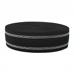 STRIPED ELASTIC MOONLIGHT 5,3cm BLACK/SILVER 25m / ELÁSTICO RAYADO MOONLIGHT 5,3cm NEGRO/PLATA 25m