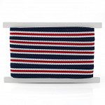 STRIPED RIGID RIBBON 2,4cm DARK BLUE/WHITE/RED 20m