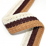 STRIPED X CROCHET ELASTIC 5cm BEIGE/BROWN/CHAMPAGNE 25m / ELÁSTICO X CROCHÊ RAYADO 5cm BEIGE/MARRÓN/CHAMPÁN 25m