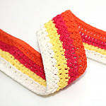 STRIPED X CROCHET ELASTIC 5cm CHAMPAGNE/BABY YELLOW/CHERRY/TANGERINE 25m / ELÁSTICO X CROCHÊ RAYADO 5cm CHAMPÁN/AMARILLO BEBÉ/CEREZA/MANDARINA 25m