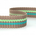 STRIPED ZIG ZAG SOFT RIGID RIBBON 3,2cm LIGHT SUEDE/POOL BLUE/PASTEL GREEN 20m / CINTA RÍGIDA CON RAYAS ZIG ZAG SOFT 3,2cm ANTE CLARO/AZUL PISCINA/VERDE PASTEL 20m