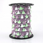 TASSEL FRINGE 1,6cm LILAC/RAW/BABY GREEN 50m / FLECO BORLA 1,6cm LILA/CRUDO/VERDE BEBÉ 50m