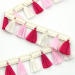 TASSEL FRINGE 2,8cm CHAMPAGNE/PINK/PINK 10m / FLECO BORLA 2,8cm CHAMPÁN/ROSA 10m