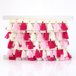 TASSEL FRINGE 2,8cm CHAMPAGNE/PINK/PINK 10m / FLECO BORLA 2,8cm CHAMPÁN/ROSA 10m